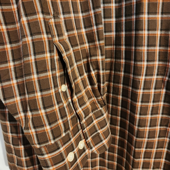 Saddlebred Tallman Men's Brown Plaid Long Sleeve Shirt 2XLT Vintage - Picture 4 of 10